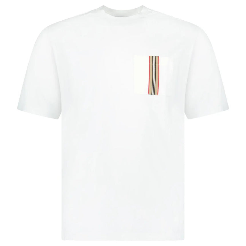 Burberry 'Ellison' Stripe Embroidery T-Shirt White - Boinclo - Outlet Sale Under Retail