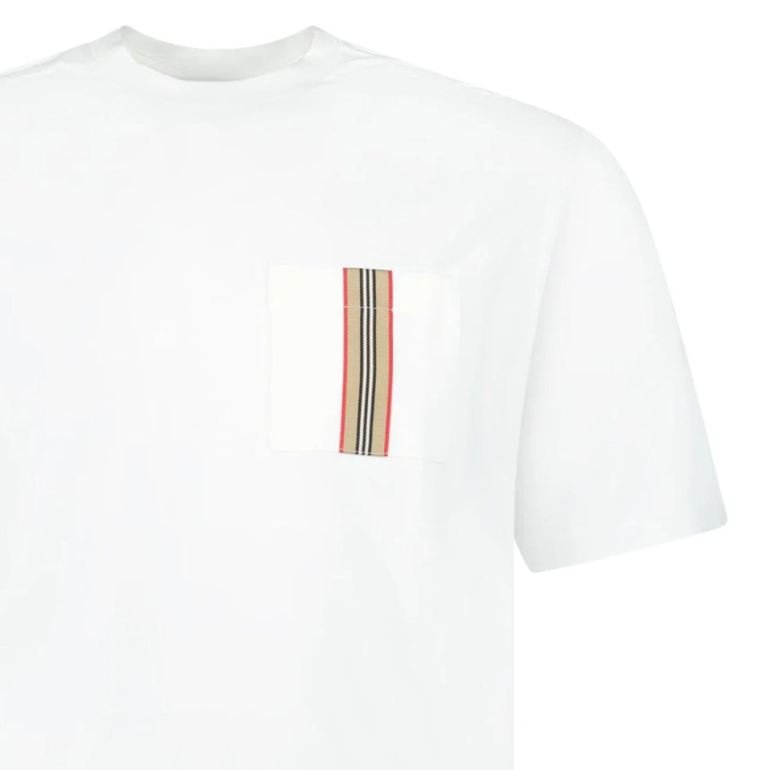 Burberry 'Ellison' Stripe Embroidery T-Shirt White - Boinclo - Outlet Sale Under Retail