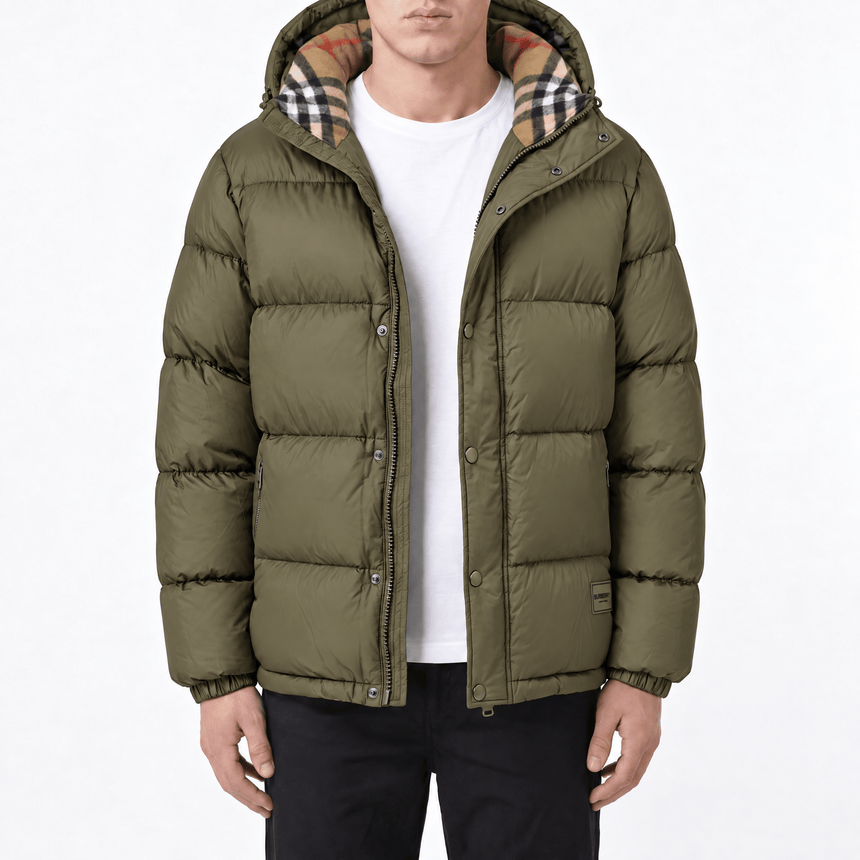 Burberry Halsby Down Puffer Jacket Khaki Green - Boinclo - Outlet Sale Under Retail