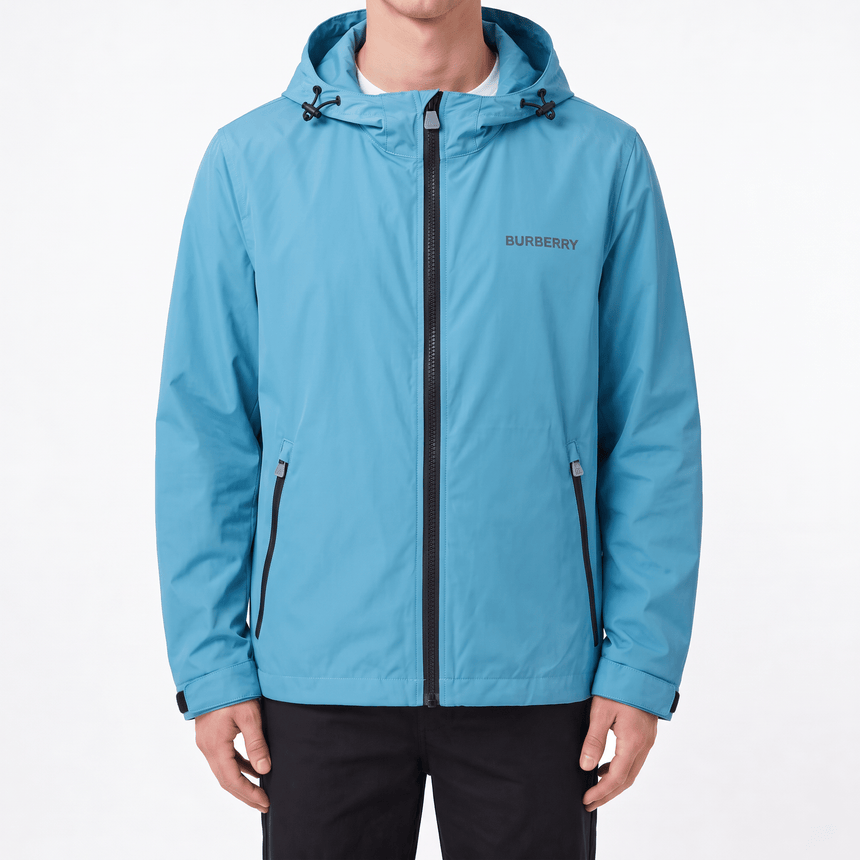 Burberry 'Hargrave' Zip-Up Logo Hooded Rain Jacket Turquoise - Boinclo - Outlet Sale Under Retail