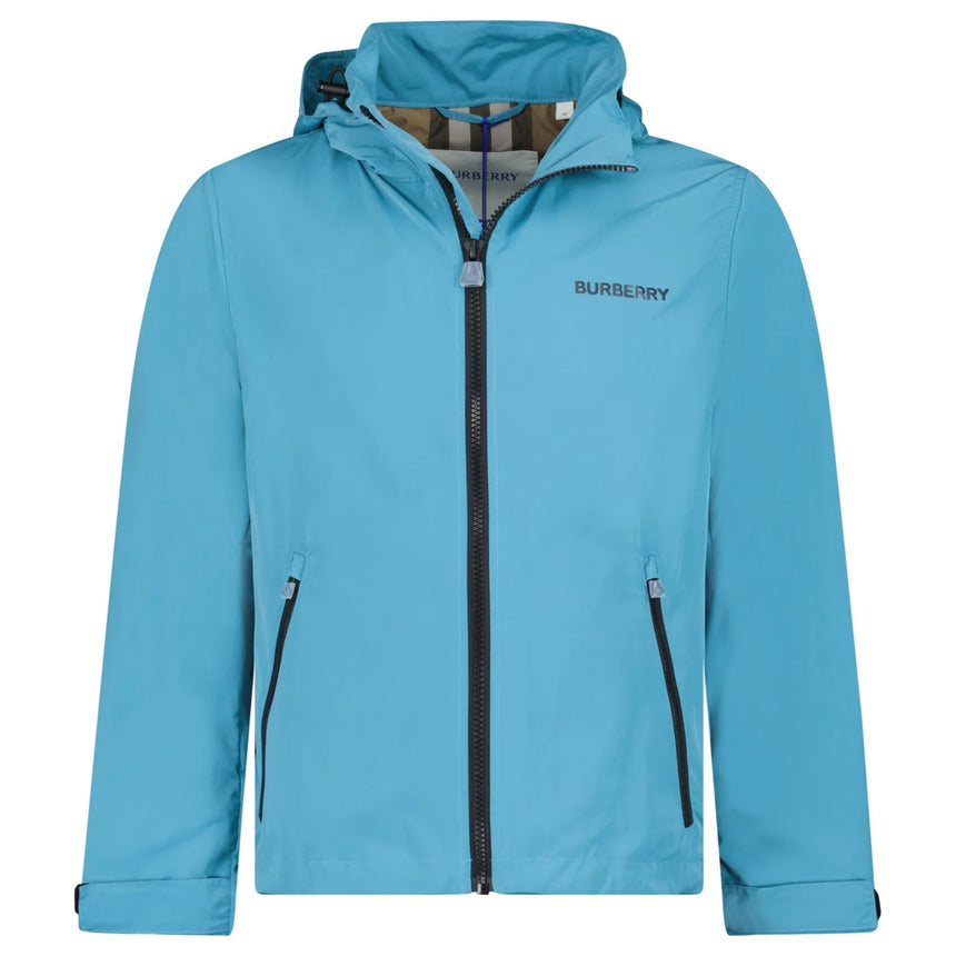 Burberry 'Hargrave' Zip-Up Logo Hooded Rain Jacket Turquoise - Boinclo - Outlet Sale Under Retail
