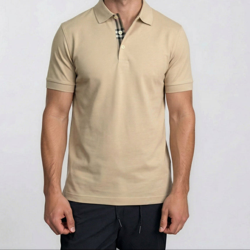 Burberry 'Hartford' Check Placket Polo Beige - Boinclo - Outlet Sale Under Retail