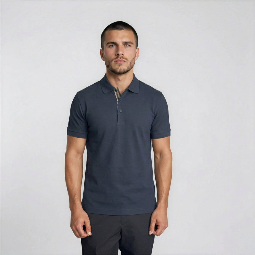 Burberry 'Hartford' Check Placket Polo Navy - Boinclo - Outlet Sale Under Retail