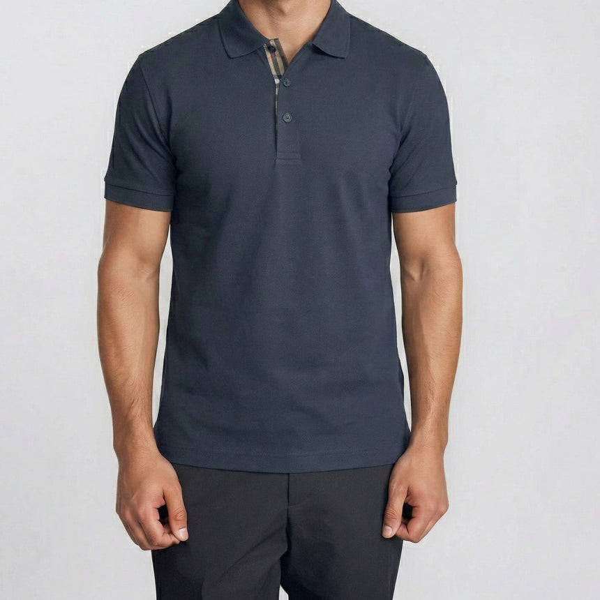 Burberry 'Hartford' Check Placket Polo Navy - Boinclo - Outlet Sale Under Retail