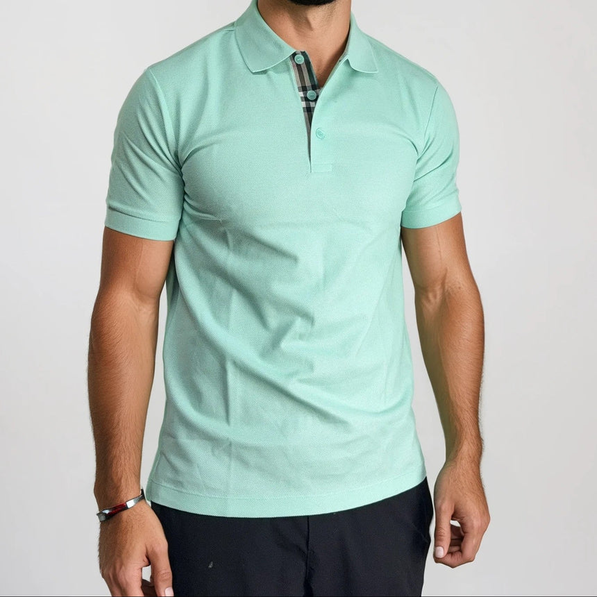 Burberry 'Hartford' Check Placket Polo Summer Mint - Boinclo - Outlet Sale Under Retail