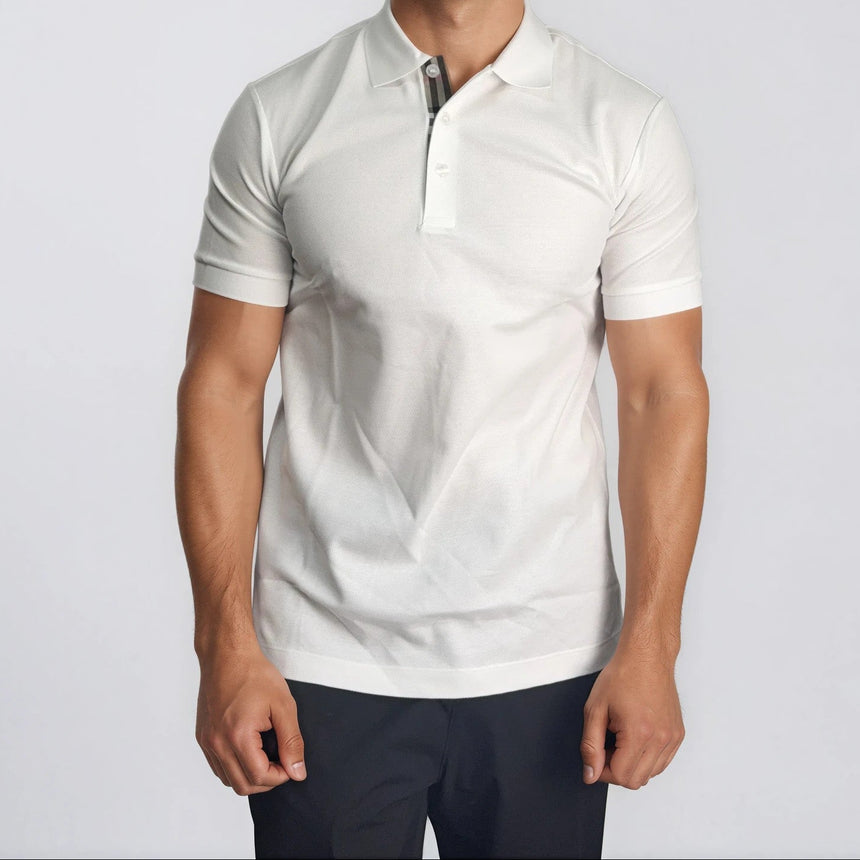 Burberry 'Hartford' Check Placket Polo White - Boinclo - Outlet Sale Under Retail