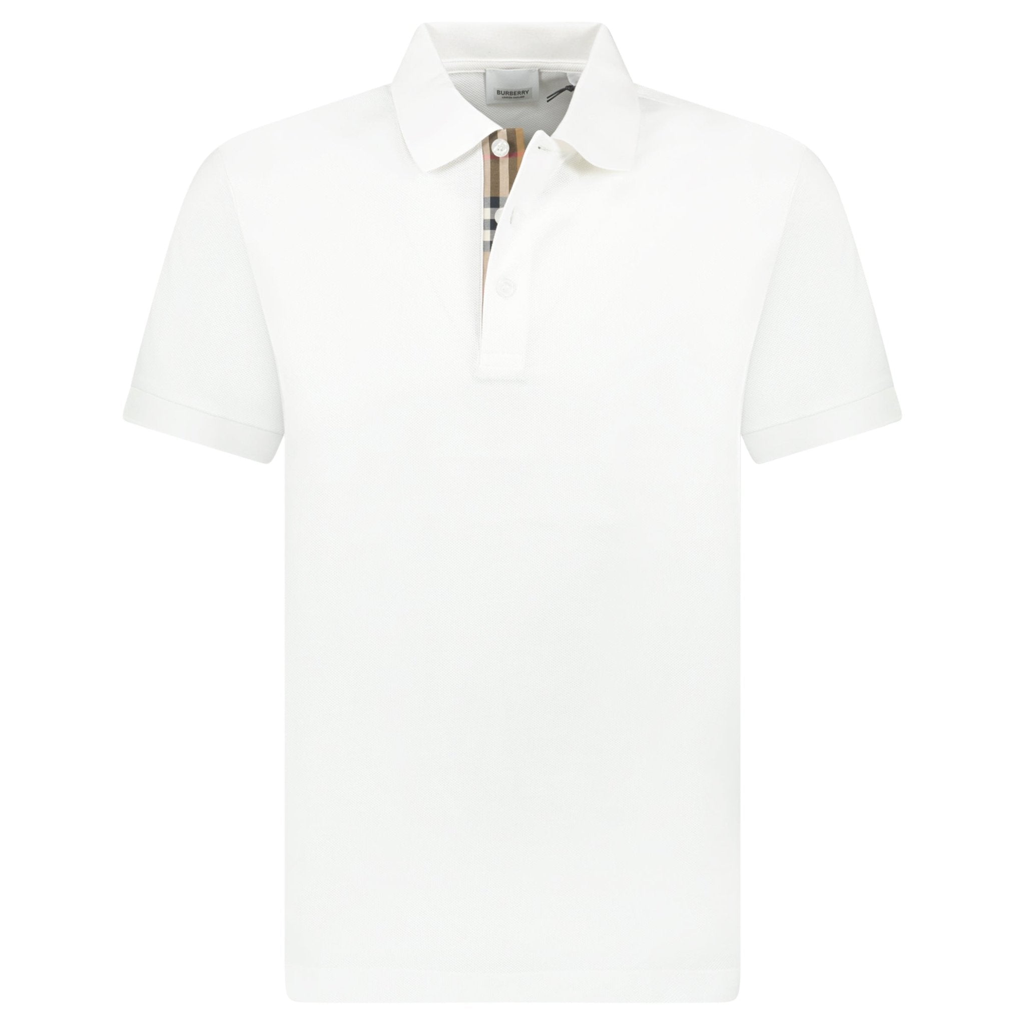 Color variation of Burberry 'Hartford' Check Placket Polo White