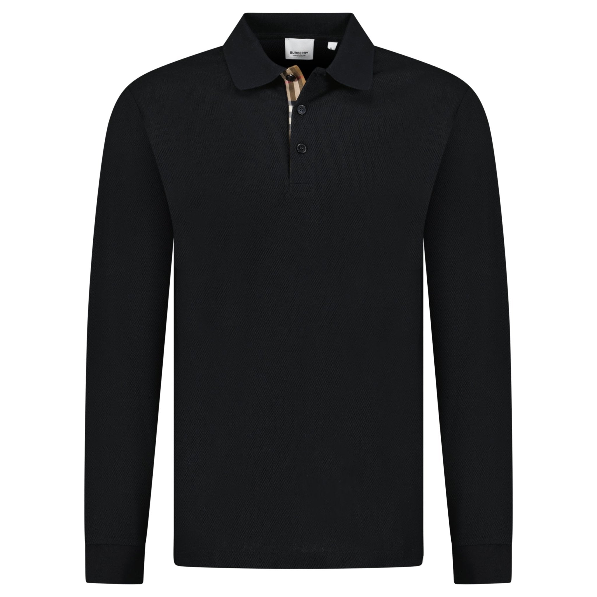 Color variation of Burberry 'Hartford' Long Sleeved Check Placket Polo-Shirt Black