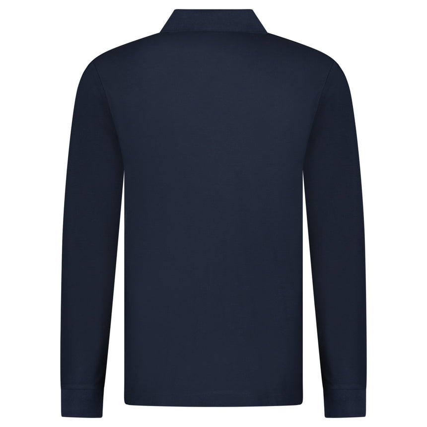 Burberry 'Hartford' Long Sleeved Check Placket Polo - Shirt Navy - Boinclo - Outlet Sale Under Retail