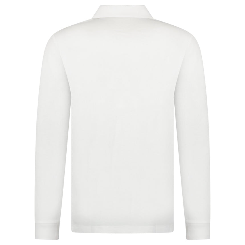 Burberry 'Hartford' Long Sleeved Check Placket Polo - Shirt White - Boinclo - Outlet Sale Under Retail