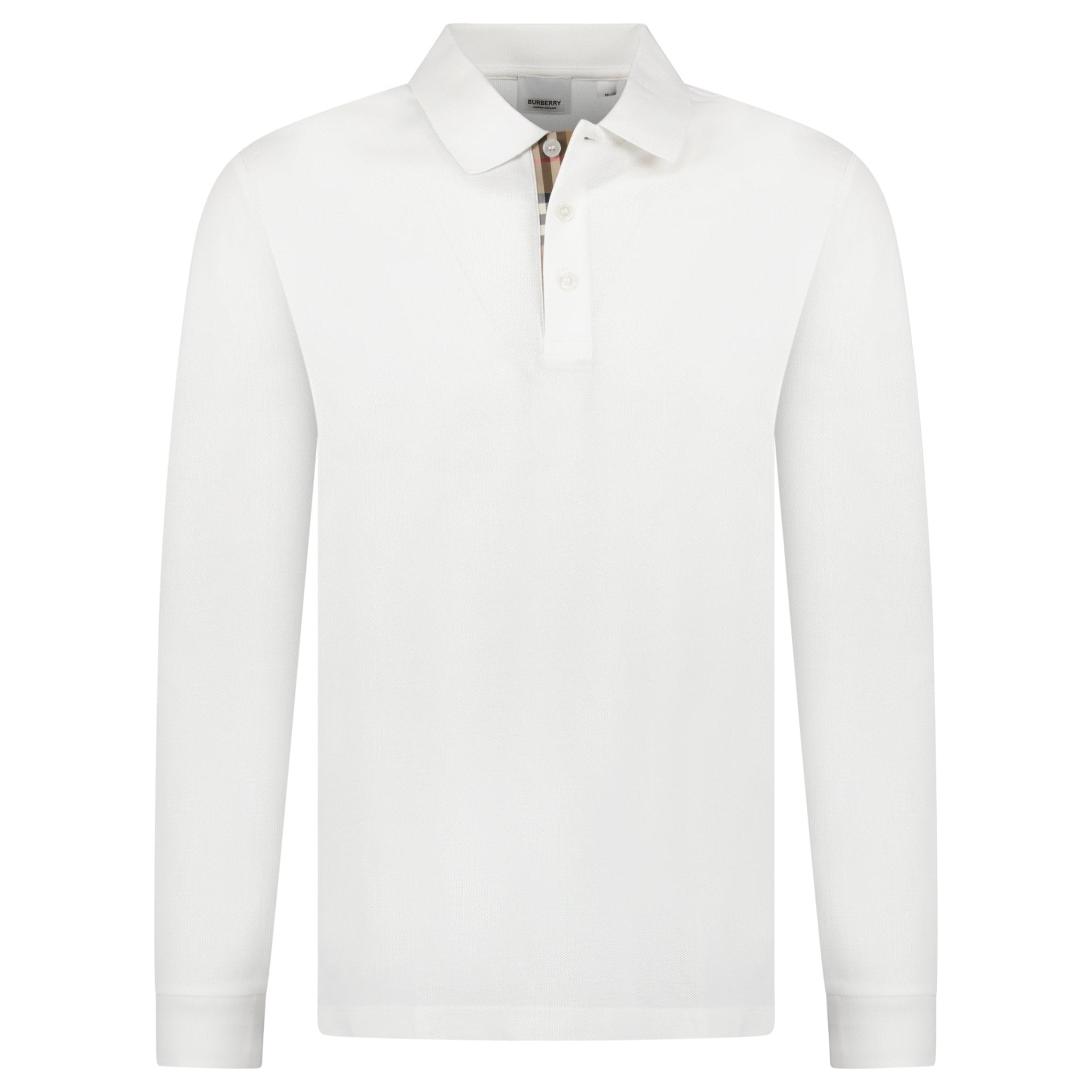 Color variation of Burberry 'Hartford' Long Sleeved Check Placket Polo-Shirt White