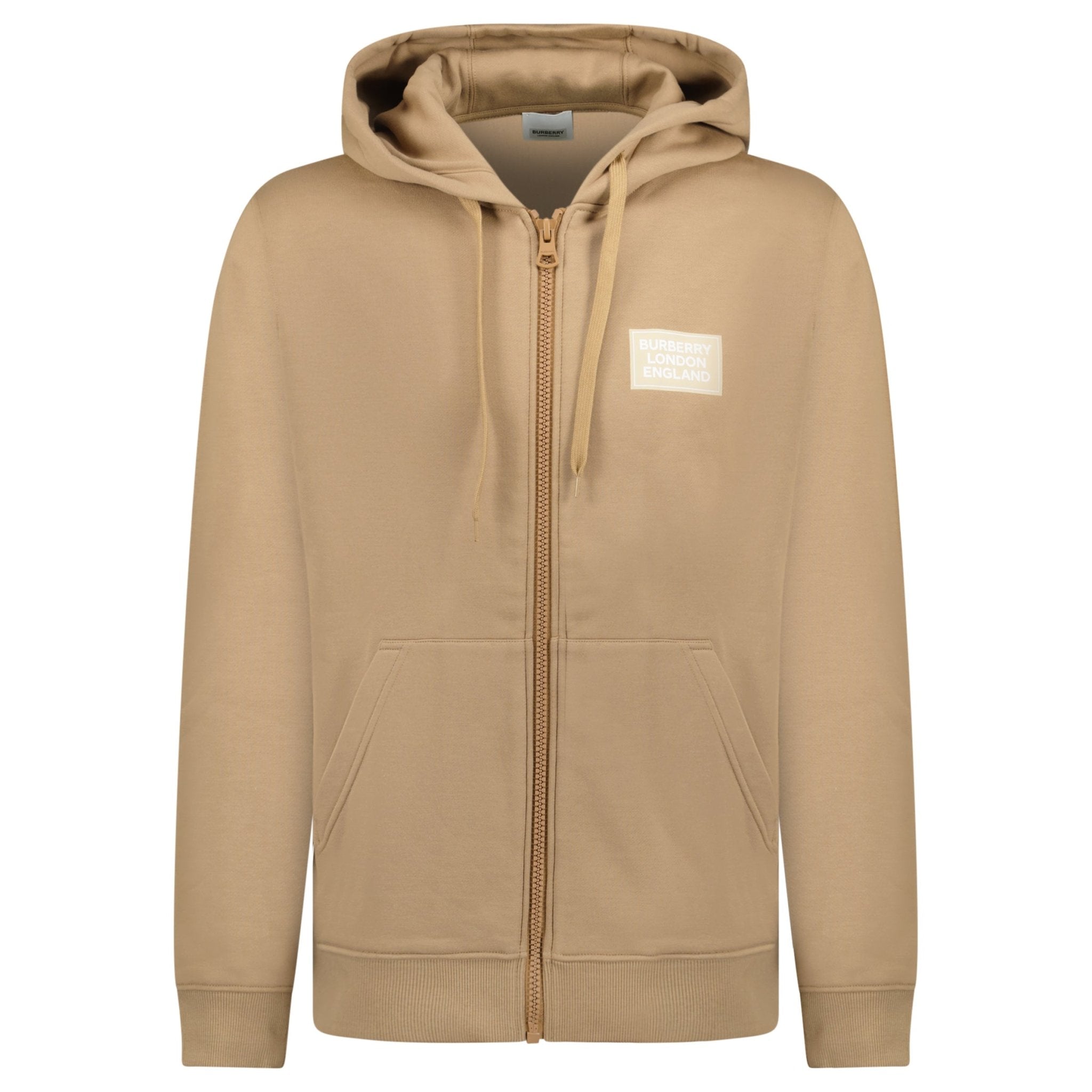 Color variation of Burberry 'Hove' Logo Hoodie Zip Sweatshirt Camel Beige