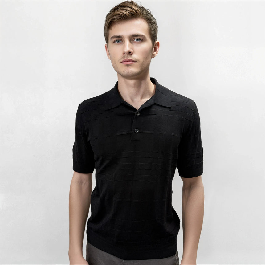 Burberry 'Kieran' Knit Polo - Shirt Black - Boinclo - Outlet Sale Under Retail