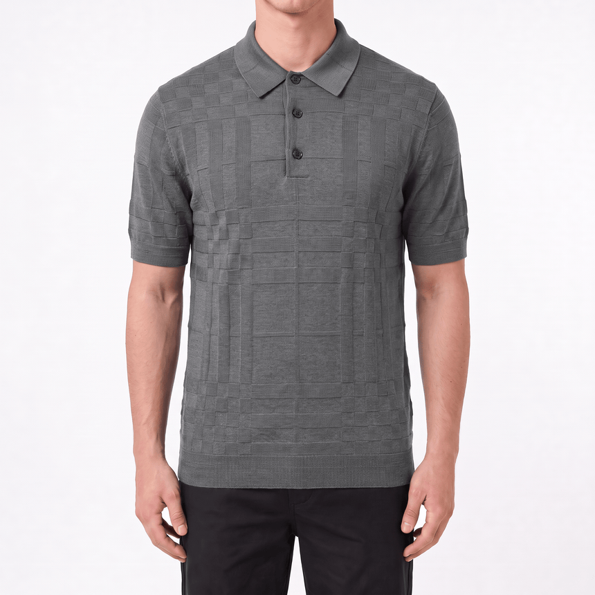 Burberry 'Kieran' Knit Polo-Shirt Grey - Boinclo - Outlet Sale Under Retail