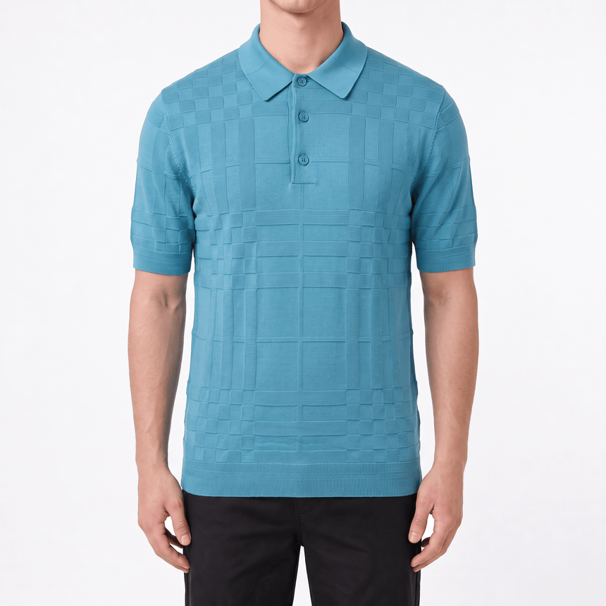 Burberry 'Kieran' Knit Polo-Shirt Turquoise - Boinclo - Outlet Sale Under Retail