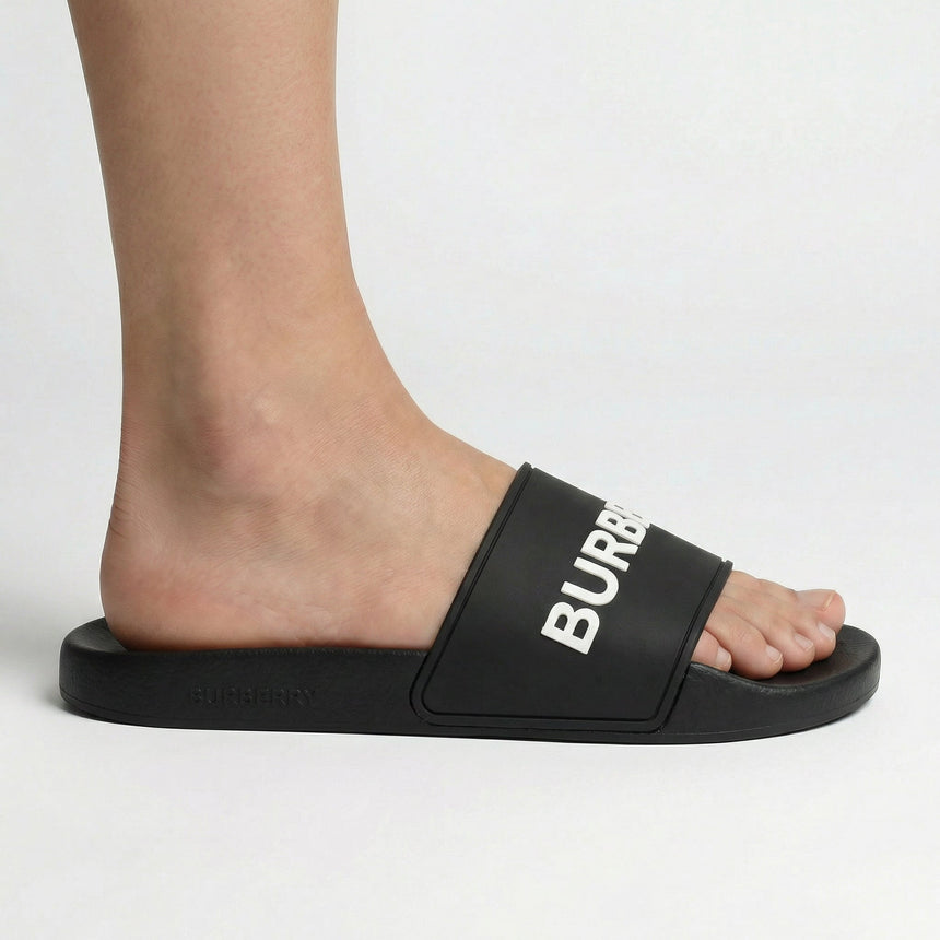 Burberry Logo Tech Furley Sliders Black - Boinclo - Outlet Sale Under Retail