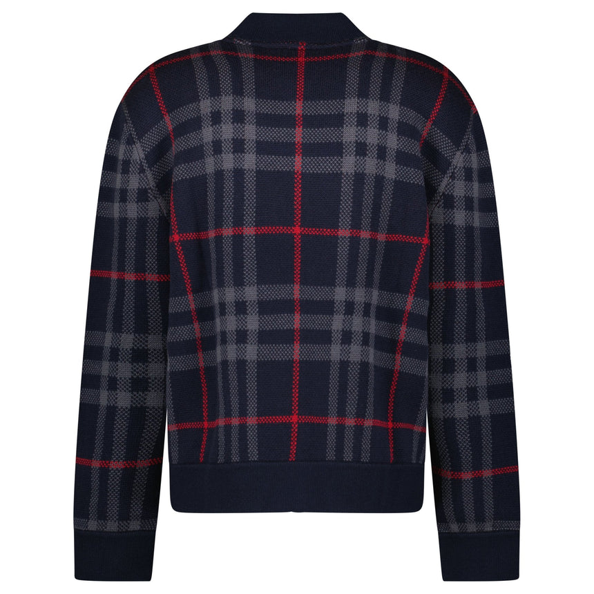 Burberry 'Morland' Knitted Wool Bomber Jacket Check Navy - Boinclo - Outlet Sale Under Retail