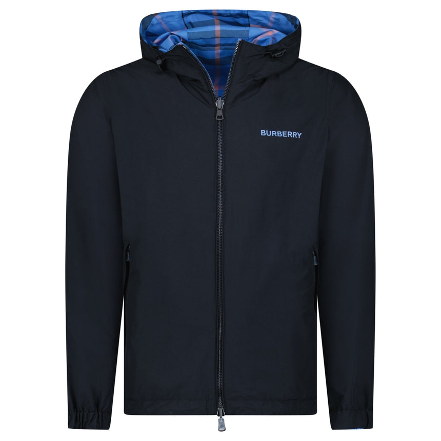 Burberry 'Stanford' Zip - Up Check Reversible Hooded Jacket Black & Blue Check - Boinclo - Outlet Sale Under Retail