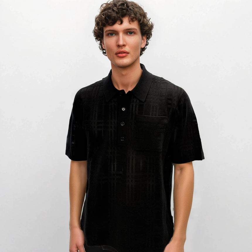 Burberry Tristam Check Knitted Polo Black - Boinclo - Outlet Sale Under Retail