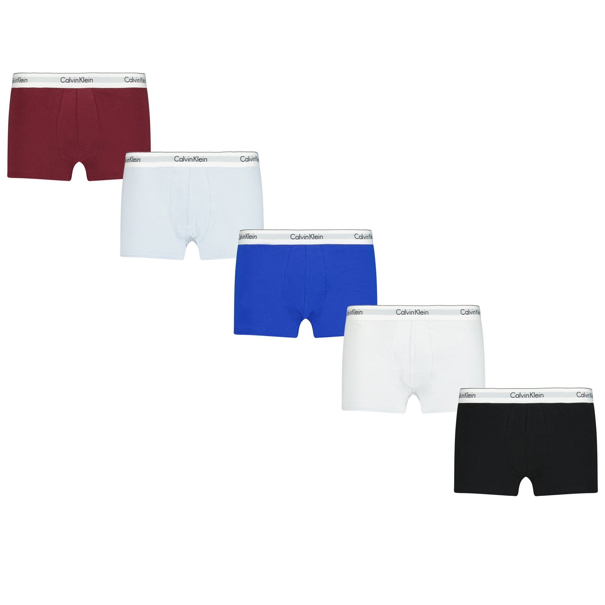 Color variation of Calvin Klein 'Modern Cotton Stretch' Boxers Maroon, Baby Blue, Blue, White & Black (5 Pack)