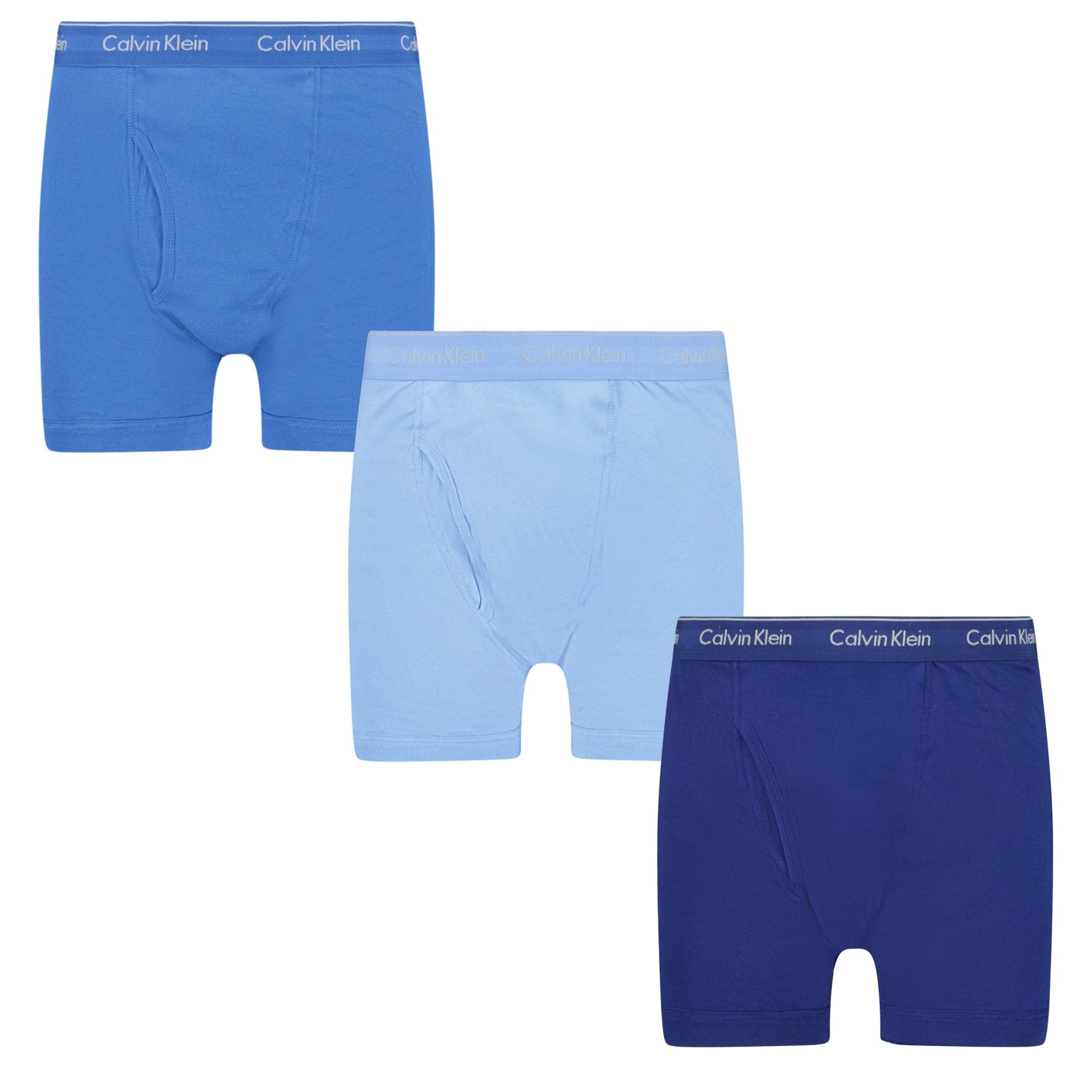 Color variation of Calvin Klein Stencil Logo Cotton Stretch Boxers Blue, Baby Blue & Navy (3 Pack)