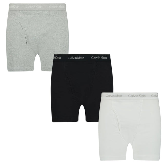 Calvin Klein Stencil Logo Cotton Stretch Boxers Grey, Black & White (3 Pack) - Boinclo ltd - Outlet Sale Under Retail