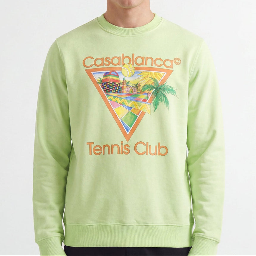 Casablanca Afro Cubsim tennis Club Printed Sweatshirt Pale Green - Boinclo - Outlet Sale Under Retail
