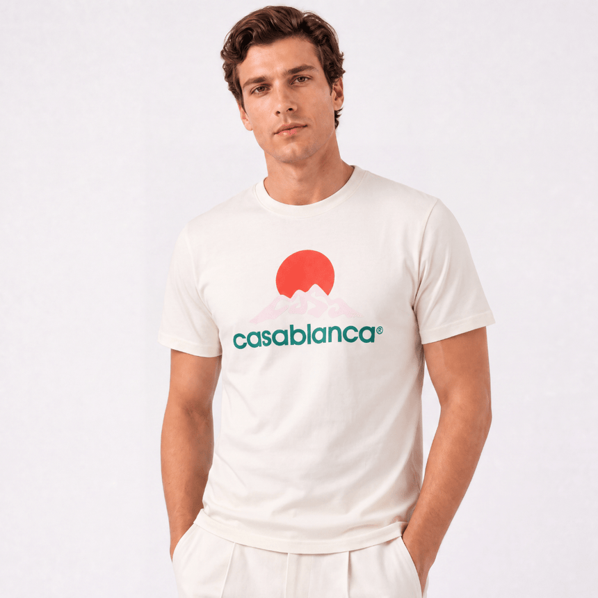 Casablanca 'Casa Montagne' Printed T-Shirt in White - Boinclo - Outlet Sale Under Retail