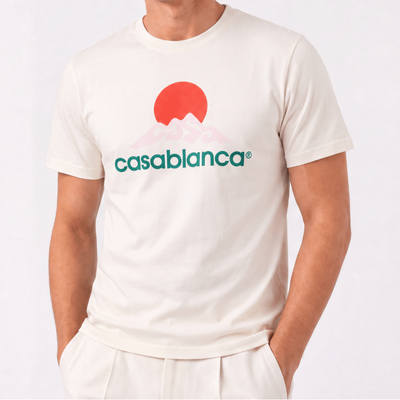 Casablanca 'Casa Montagne' Printed T-Shirt in White - Boinclo - Outlet Sale Under Retail