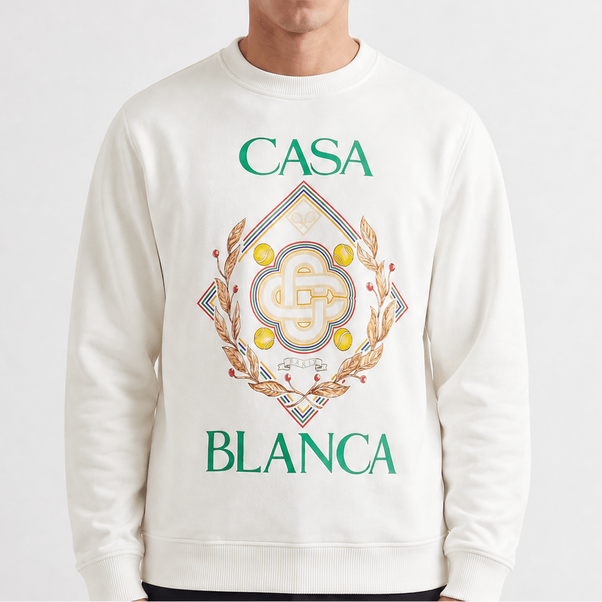 Casablanca Championship Diamond Printed Sweatshirt in Ivory - Boinclo - Outlet Sale Under Retail