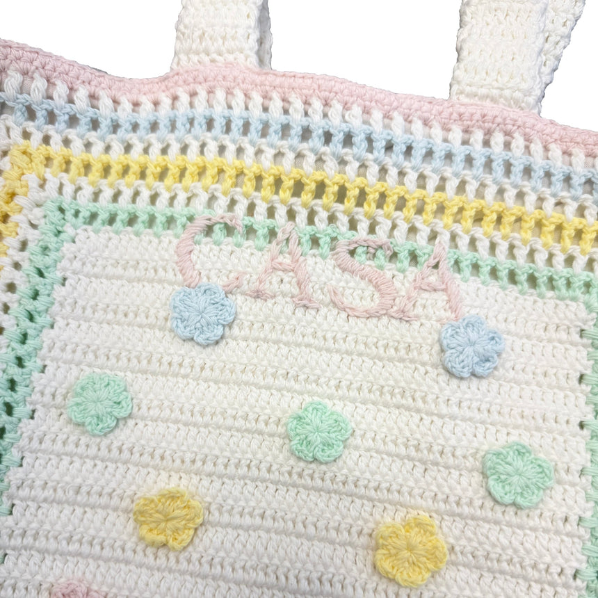 Casablanca Cotton Crochet Knit Kawaii Tote Bag in White - Boinclo - Outlet Sale Under Retail