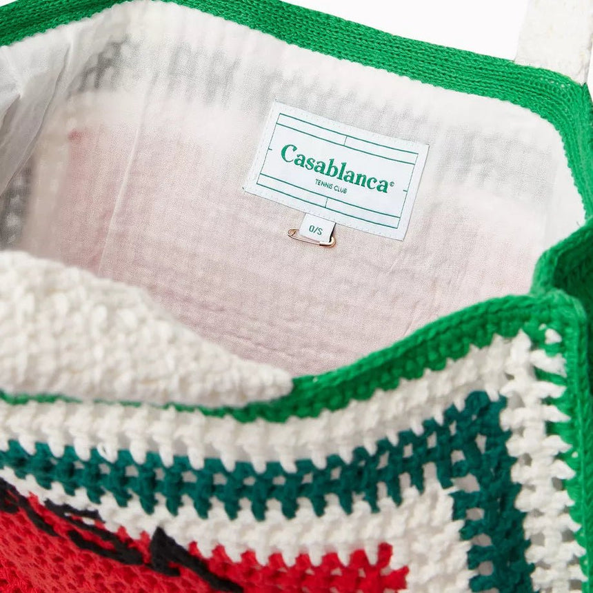 Casablanca Cotton Crochet Knit Tote Bag in Red and Green - Boinclo - Outlet Sale Under Retail