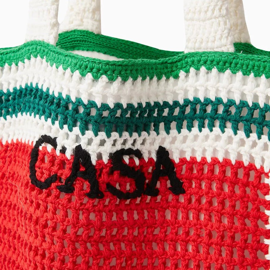 Casablanca Cotton Crochet Knit Tote Bag in Red and Green - Boinclo - Outlet Sale Under Retail