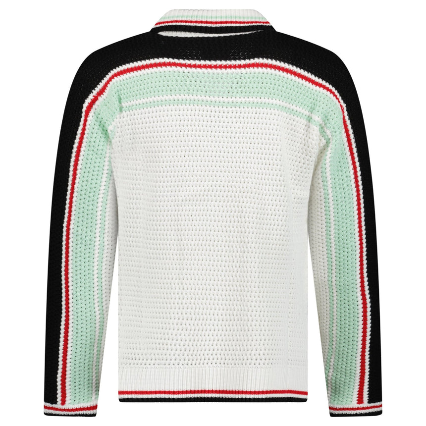 Casablanca Cotton Tennis Crochet Shacket in White / Multicolour - Boinclo - Outlet Sale Under Retail