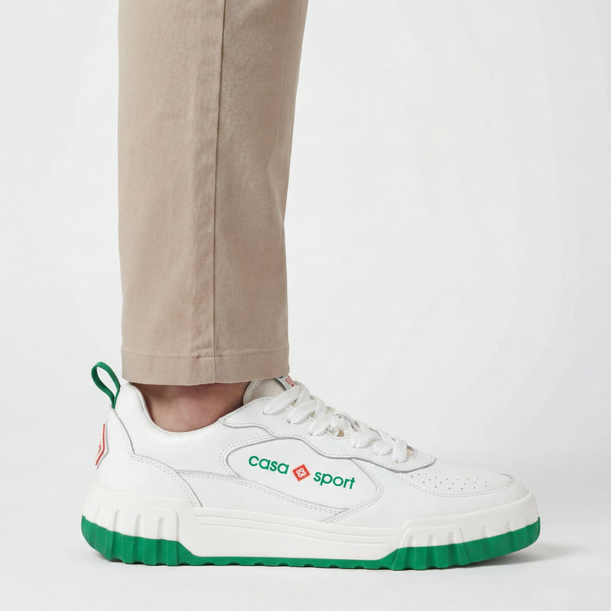 Casablanca Court Sneaker in White & Green - Boinclo - Outlet Sale Under Retail