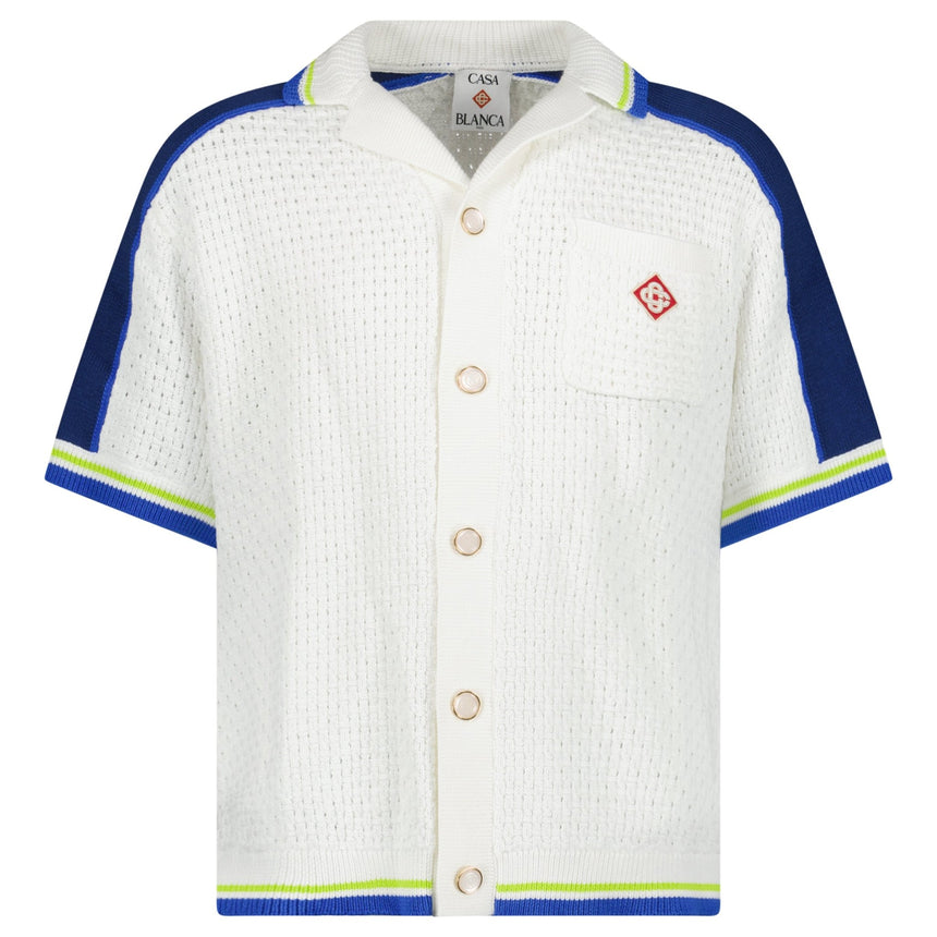Casablanca Crochet Shirt in White and Blue - Boinclo - Outlet Sale Under Retail