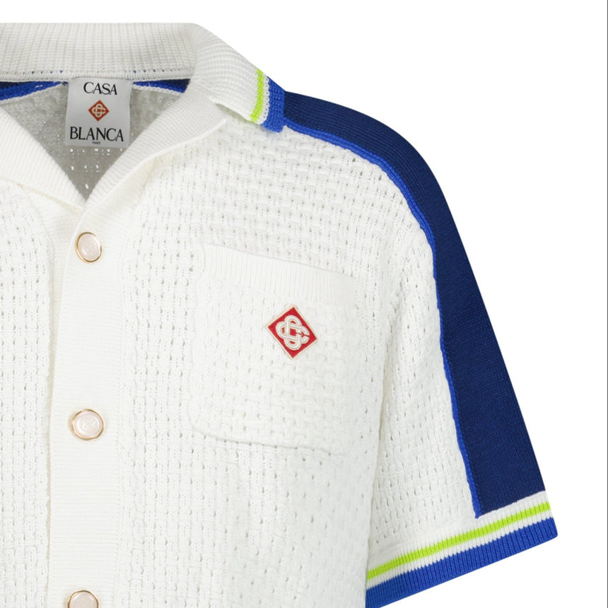 Casablanca Crochet Shirt in White and Blue - Boinclo - Outlet Sale Under Retail
