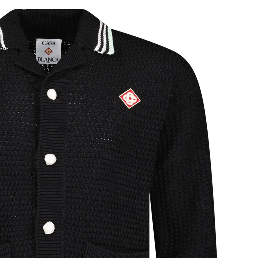 Casablanca Embroidered Faux Crochet Long Sleeve Shirt in Black - Boinclo - Outlet Sale Under Retail