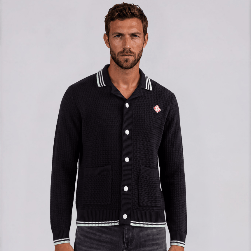 Casablanca Embroidered Faux Crochet Long Sleeve Shirt in Black - Boinclo - Outlet Sale Under Retail