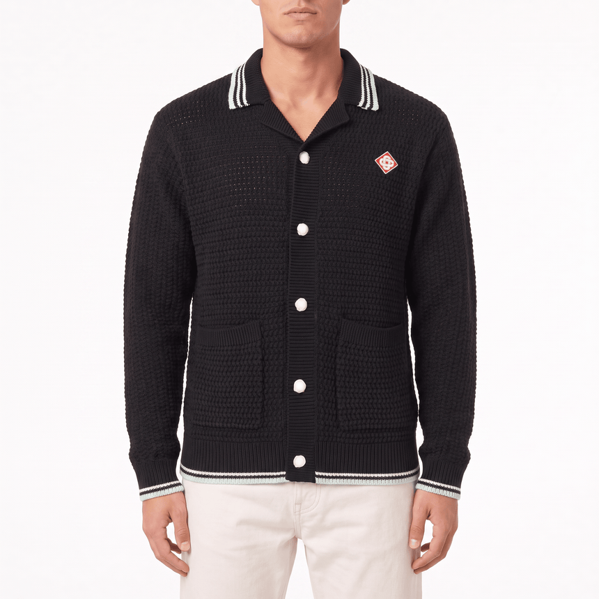 Casablanca Embroidered Faux Crochet Long Sleeve Shirt in Black - Boinclo - Outlet Sale Under Retail