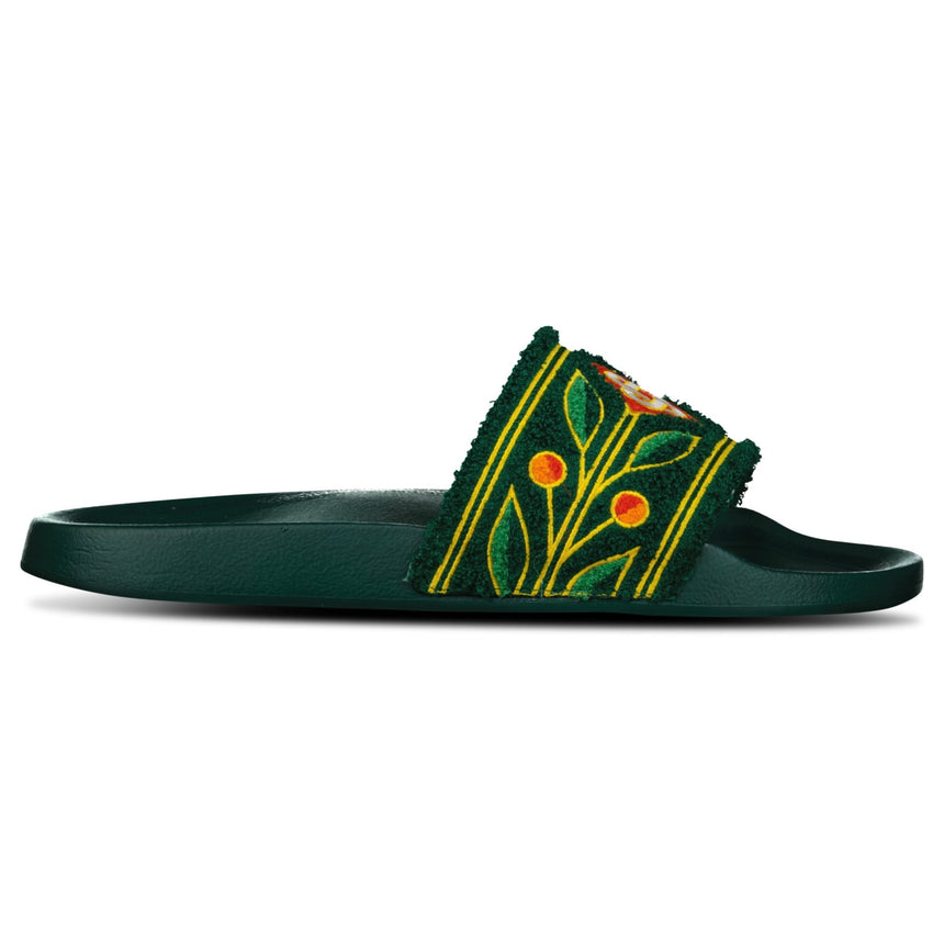 Casablanca Embroidered Terry Sliders in Green - Boinclo - Outlet Sale Under Retail