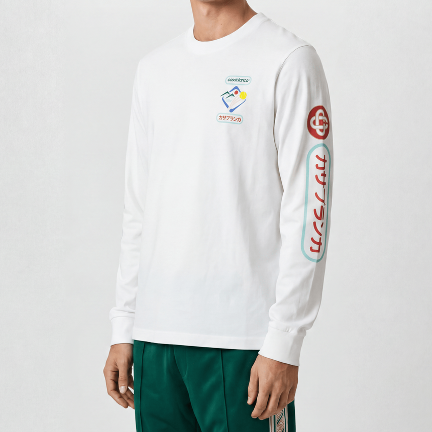 Casablanca Fuji Dream Screen Printed Long Sleeve T-Shirt White - Boinclo - Outlet Sale Under Retail