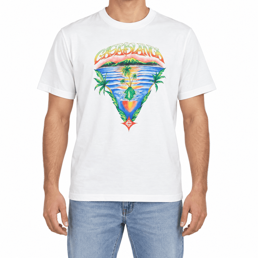 Casablanca Innocence Triangle Short Sleeve T-Shirt in White - Boinclo - Outlet Sale Under Retail