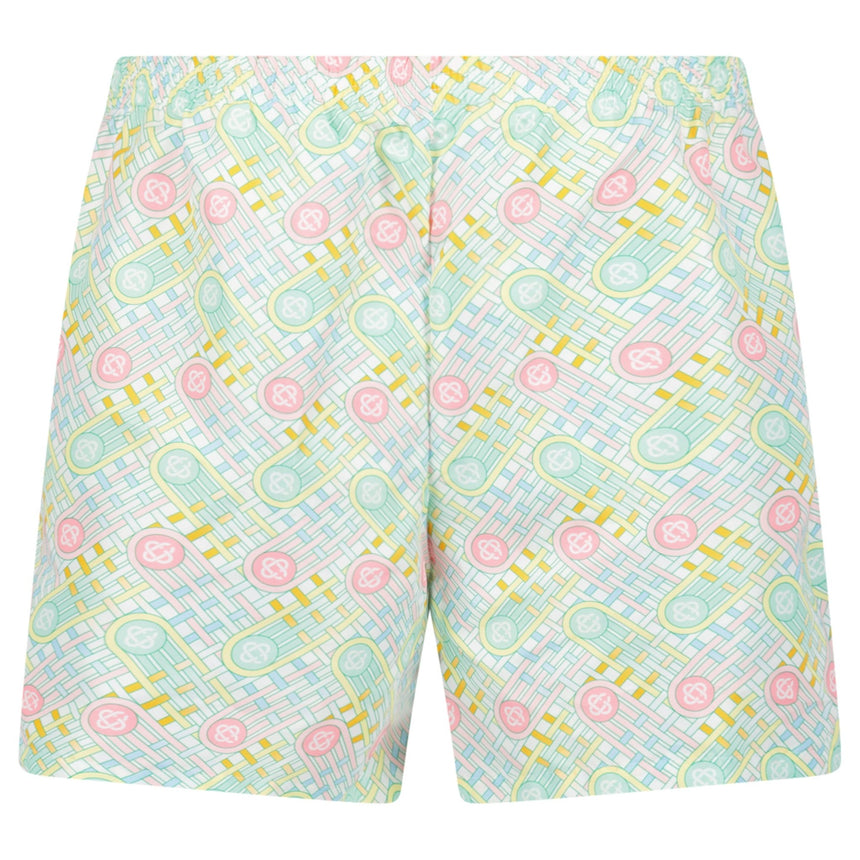 Casablanca "Le Jeu" Interlocking Monogram Swim Shorts in Pastel Multi - Boinclo - Outlet Sale Under Retail