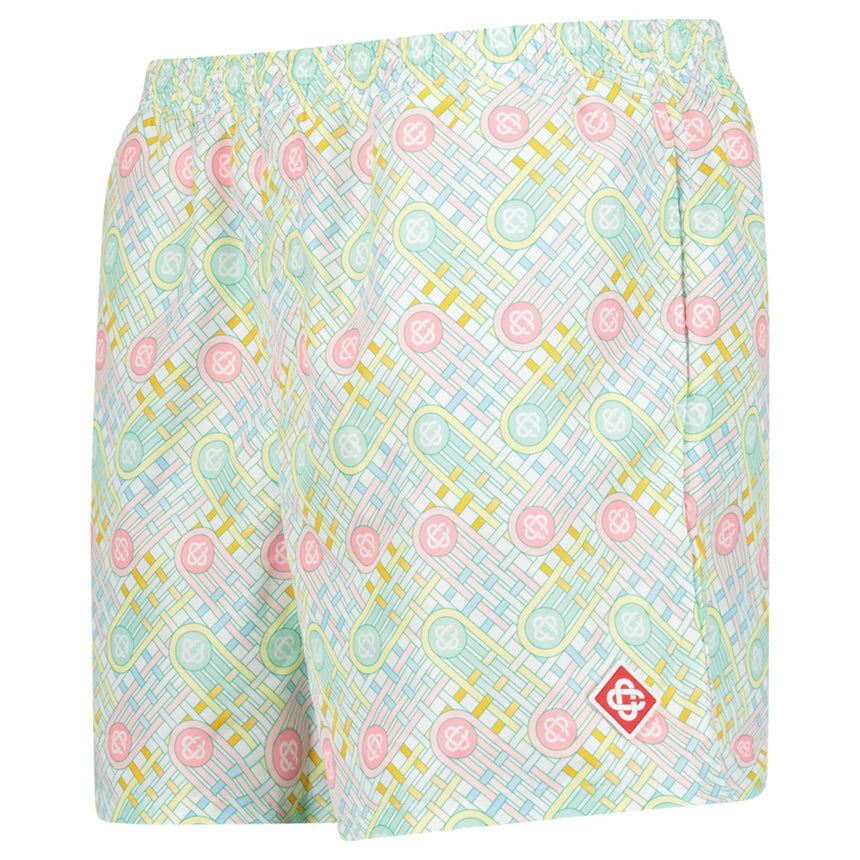 Casablanca "Le Jeu" Interlocking Monogram Swim Shorts in Pastel Multi - Boinclo - Outlet Sale Under Retail