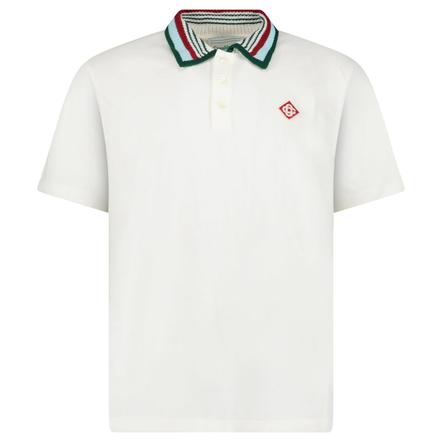 Casablanca Mint Stripe Knit Collar Classic Polo in Ivory - Boinclo - Outlet Sale Under Retail