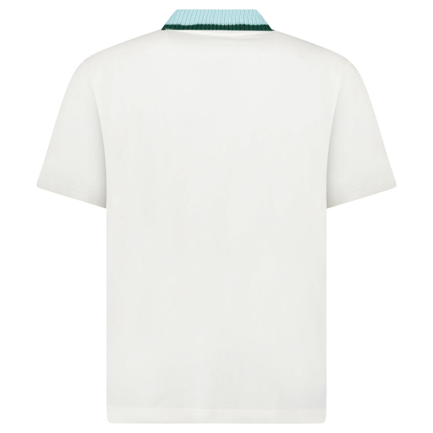 Casablanca Mint Stripe Knit Collar Classic Polo in Ivory - Boinclo - Outlet Sale Under Retail