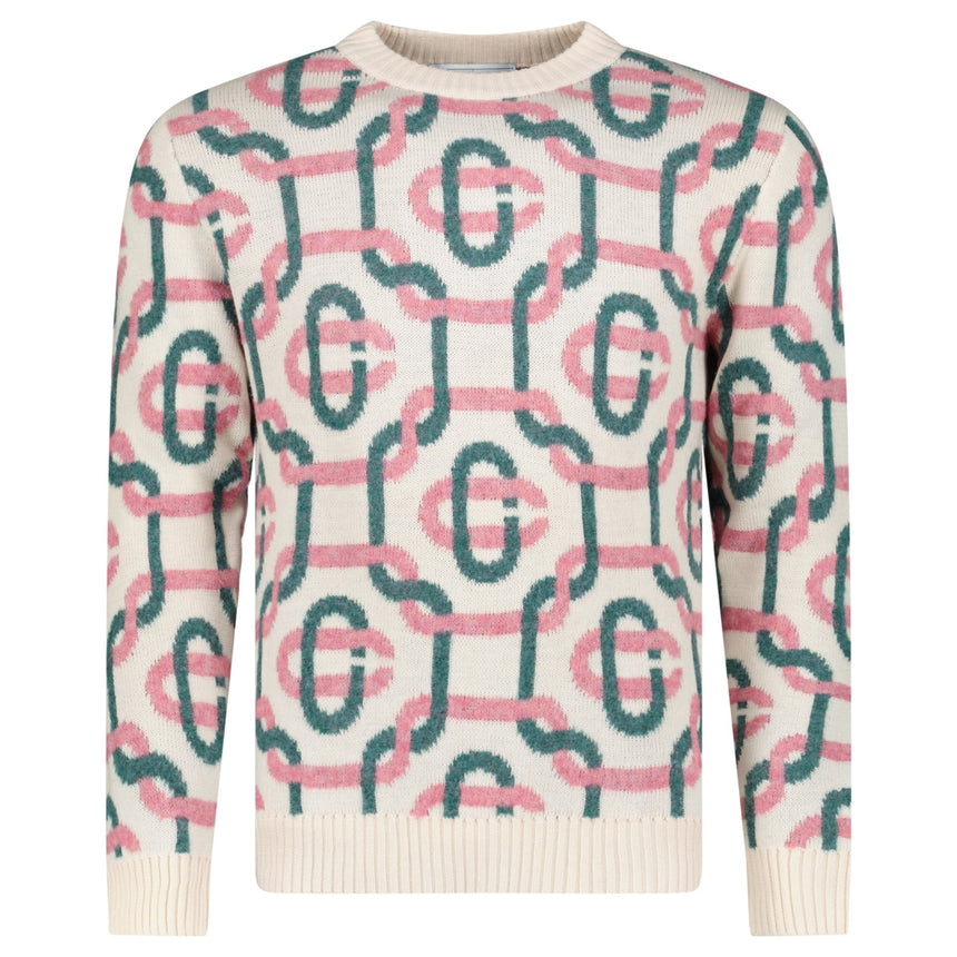 Casablanca Monogram Mohair Jumper in Green and Pink - Boinclo - Outlet Sale Under Retail
