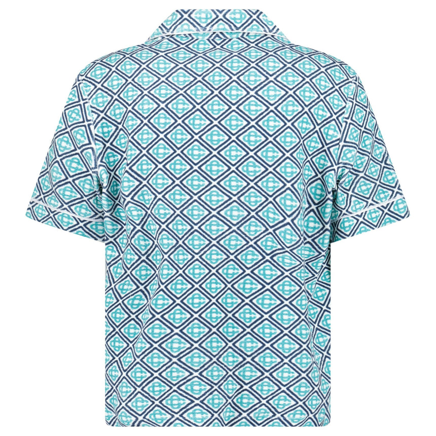 Casablanca Monogram Short Sleeve Towelling Shirt in Turquoise Green - Boinclo - Outlet Sale Under Retail
