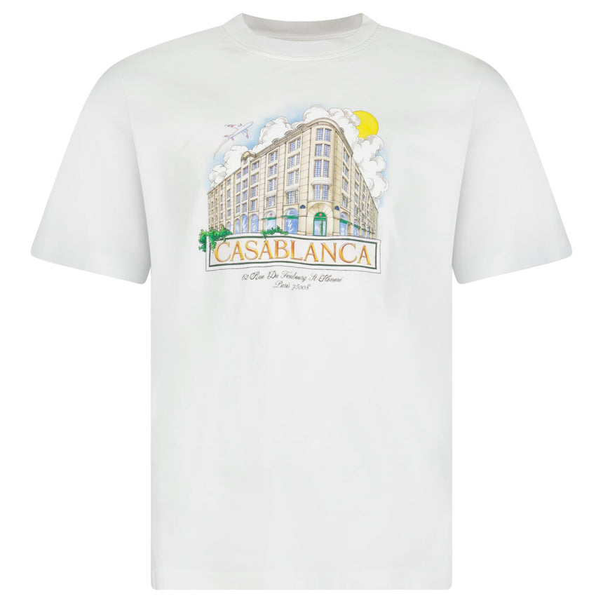 Casablanca Paris Store Printed T-Shirt in White - Boinclo - Outlet Sale Under Retail